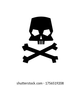 Skull and crossbones silhouette isolated on white background. Vector illustration.