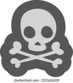 Calavera con pegatina cruzada. Icono negro de la muerte. Signo de veneno
