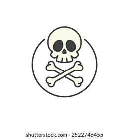 Skull and Crossbones Symbol. Pirate Icon. Skeleton Graphic for Halloween. 