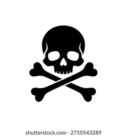 Skull and Crossbones Symbolizing Danger or Toxicity in a Graphic Black and White Illustration