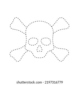 Skull and Crossbones tracing worksheet for kids