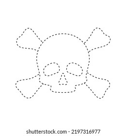 Skull and Crossbones tracing worksheet for kids