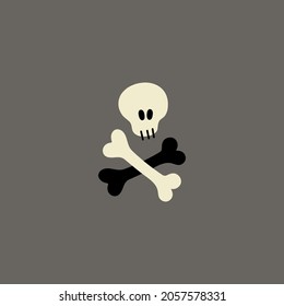 Skull and crossbones. Vector flat graphic hand drawn illustration.