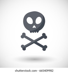 Skull and crossbones vector flat icon, Flat design of danger or poison sign, Day of the Dead Dia de los Muertos or Halloween object, Jolly Roger vector illustration