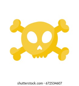 Skull and crossbones vector flat icon, Flat design of danger or poison sign, Day of the Dead Dia de los Muertos or Halloween object isolated on the white background, Jolly Roger vector illustration