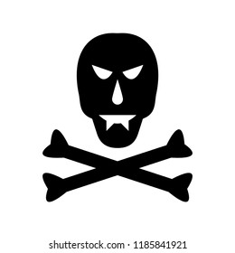 Skull and crossbones vector icon black on white background