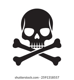 "Skull and Crossbones Vector Icon – Danger, Pirate Symbol, Warning Sign"