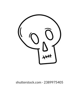 Skull crossbones vector icon in doodle style. Symbol in simple design. Cartoon object hand drawn isolated on white background.