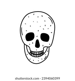 Skull crossbones vector icon in doodle style. Symbol in simple design. Cartoon object hand drawn isolated on white background.