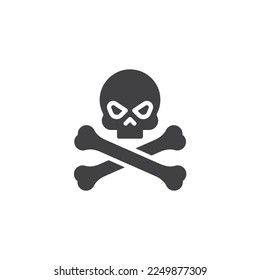 Skull and crossbones vector icon. filled flat sign for mobile concept and web design. Pirate skull glyph icon. Death symbol, logo illustration. Vector graphics