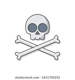 Skull With Crossbones Vector Icon Illustration. Pirate Emblem