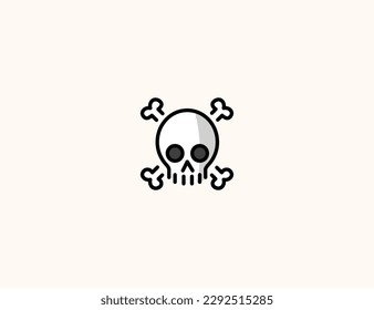 Skull and Crossbones vector icon. Isolated Skeleton head emoji, emoticon flat illustration - Vector