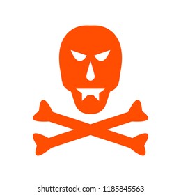 Skull and crossbones vector icon orange on white background