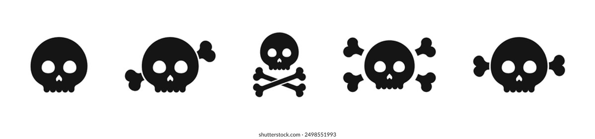 Skull and crossbones. Skull vector icons. Human skull with crossbones.
