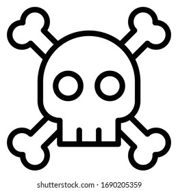 Skull with crossbones vector illustration, line design icon
