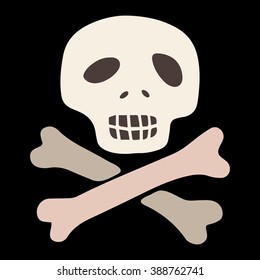 Skull and crossbones. Vector illustration. Pirate symbol.