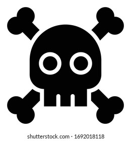 Skull with crossbones vector illustration, solid design icon