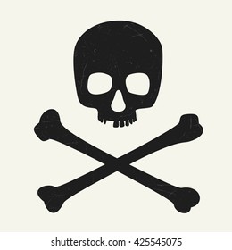 Skull and crossbones. Vector illustration symbol of danger.