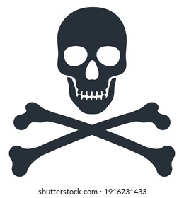 Skull   crossbones vector monochrome illustration icon sign isolated white background 