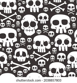 Skull and crossbones vector seamless pattern background for wallpaper, wrapping, packing, and backdrop.