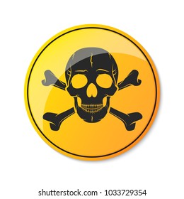 Skull and crossbones, warning logo or attention icon. Vector illustration. A mark of the danger warning isolated