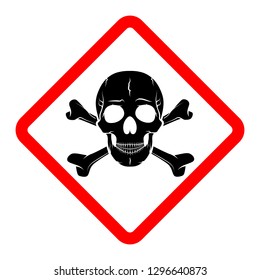 Skull and crossbones, warning logo or attention icon. Vector illustration. A mark of the danger warning isolated