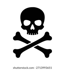 Skull and crossbones warning silhouette vector