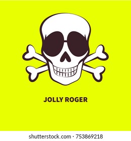 Skull and crossbones wearing sunglasses. Fashion, accessories. Vector illustration