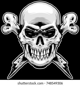 Skull and Crossed Bones art tees design