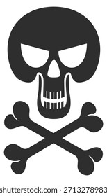 A skull with crossed bones and a black background