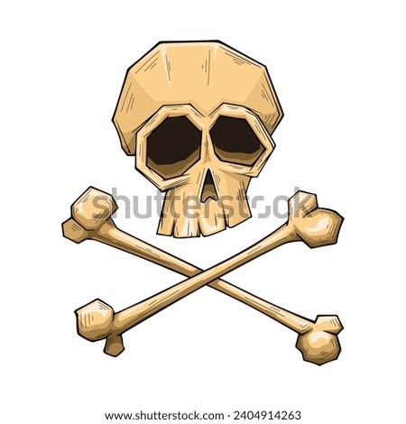 Skull with crossed bones, cartoon style