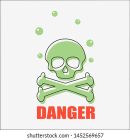 Skull and crossed bones danger sign with text DANGER