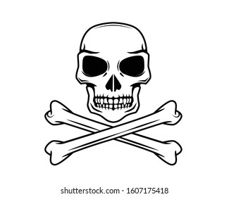 Skull Crossed Bones Illustration Silhouette Style Stock Vector (Royalty ...