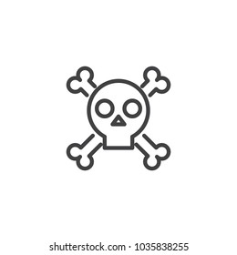 Skull with crossed bones outline icon. linear style sign for mobile concept and web design. Crossbones death skull simple line vector icon. Symbol, logo illustration. 