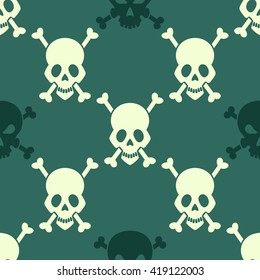 Skull with crossed bones seamless vector pattern