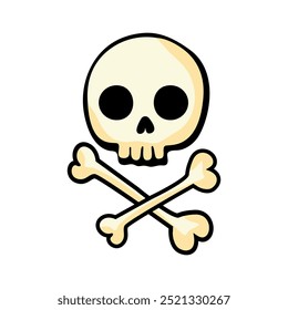 Skull with crossed bones Sign of danger and death Halloween Logo Vector Illustration Isolated