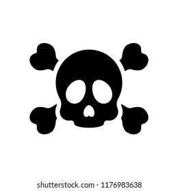Cráneo y huesos cruzados. Icono simple. Negro sobre fondo blanco
