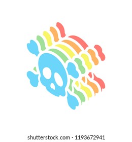 Skull and crossed bones. Simple icon. Stack of colorful isometric icons on white background