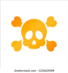 Skull and crossed bones. Simple icon. Orange sign with low light on white background