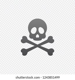 Skull and crossed bones. Simple icon. On grid background