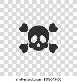 Skull and crossed bones. Simple icon. Black symbol on transparency grid