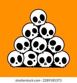 Calavera y cruzó los huesos. Icono simple. Fondo de la pila de coloridos iconos isométricos