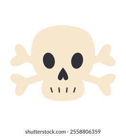 Skull and crossed bones symbolizing death, designed in a vector illustration style.