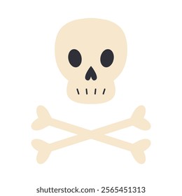 Skull and crossed bones symbolizing death, designed in a vector illustration style.