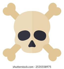 Skull with crossed bones vector icon isolated on white background.