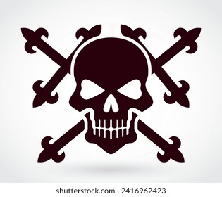 skull with crossed crosses symbol vector illustration