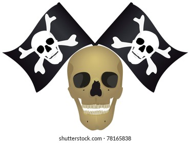 Skull with the crossed flags, file EPS.8 illustration.
