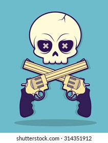 Skull and crossed guns
