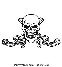 skull with crossed guns