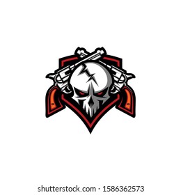 Skull with crossed guns - Skull Logo vector illustration Bandit logo

 